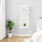 Vidaxl armoire  bijoux miroir avec lumires led sur pied blanc
