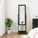 Vidaxl armoire à bijoux miroir avec lumières led sur pied noir Vidaxl armoire à bijoux miroir avec lumières led sur pied noir