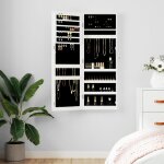 Vidaxl armoire  bijoux avec miroir murale blanc 37, 5x10x106 cm