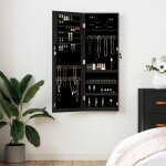Vidaxl armoire  bijoux avec miroir murale noir 37, 5x10x106 cm