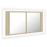 Vidaxl armoire de salle de bain a miroir a led chne sonoma 90x12x45cm