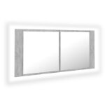 Vidaxl armoire de salle de bain a miroir led gris bton 100x12x45 cm