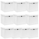 Vidaxl botes de rangement avec couvercle 10pcs blanc 32x32x32cm tissu