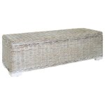 Vidaxl bo�te de rangement blanc 110 cm rotin kubu naturel et acajou