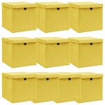 Vidaxl boîtes de rangement et couvercles 10 pcs jaune 32x32x32cm tissu Vidaxl boîtes de rangement et couvercles 10 pcs jaune 32x32x32cm tissu