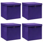Vidaxl boîtes de rangement et couvercles 4 pcs violet 32x32x32cm tissu Vidaxl boîtes de rangement et couvercles 4 pcs violet 32x32x32cm tissu