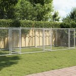 Vidaxl cage pour chien avec portes gris 8x2x1, 5 m acier galvanis