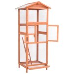 Vidaxl cage a oiseaux 68x62x166 cm bois de sapin massif