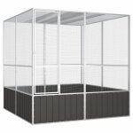 Vidaxl cage a oiseaux anthracite 213, 5x217, 5x211, 5 cm acier galvanis