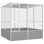 Vidaxl cage a oiseaux gris 213, 5x217, 5x211, 5 cm acier galvanis