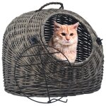 Vidaxl cage de transport pour chats gris 60x45x45 cm saule naturel