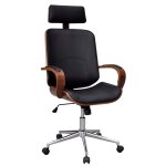 Vidaxl chaise de bureau avec appuie - tte bois cintr similicuir