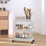 Vidaxl chariot de rangement  3 niveaux argent et blanc aluminium
