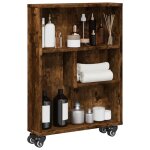 Vidaxl chariot de rangement étroit chêne fumé bois d'ingénierie Vidaxl chariot de rangement étroit chêne fumé bois d'ingénierie