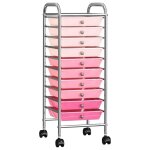 Vidaxl chariot de rangement mobile � 10 tiroirs ombre rose plastique