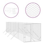Vidaxl chenil d'extrieur pour chiens argent 2x10x2 m acier galvanis
