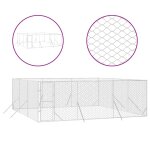 Vidaxl chenil d'extrieur pour chiens argent 6x6x2 m acier galvanis