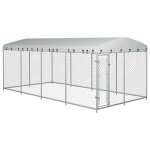 Vidaxl chenil extrieur avec toit pour chiens 7, 6x3, 8x2, 3 m