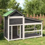 Vidaxl chenil gris 143x60, 5x109 cm bois de pin solide