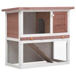 Clapier pour lapin avec plateau amovible & verrou coulissant 1 porte bois marron