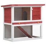 Clapier pour lapin avec plateau amovible & verrou coulissant 1 porte bois rouge Clapier pour lapin avec plateau amovible & verrou coulissant 1 porte bois rouge