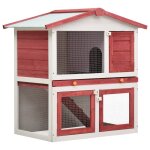 Vidaxl clapier d'extérieur 3 portes rouge bois Vidaxl clapier d'extérieur 3 portes rouge bois