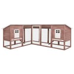 Vidaxl clapier d'extrieur avec piste moka et blanc bois de sapin
