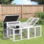 Vidaxl clapier gris 144x123x67, 5 cm bois de pin massif