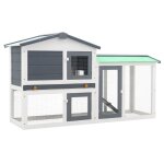 Vidaxl clapier large d'extrieur gris et blanc 145x45x84 cm bois