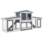 Vidaxl clapier large d'ext�rieur gris et blanc 201x45x85 cm bois