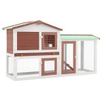 Vidaxl clapier large d'ext�rieur marron et blanc 145x45x84 cm bois