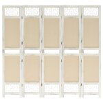 Vidaxl cloison de sparation 5 panneaux crme 175x165 cm tissu