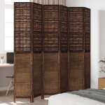 Vidaxl cloison de sparation 6 panneaux marron fonc paulownia massif