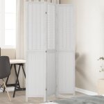Vidaxl cloison de sparation 3 panneaux blanc bois de paulownia massif
