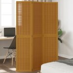 Vidaxl cloison de sparation 3 panneaux marron bois paulownia massif
