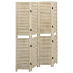 Vidaxl cloison de sparation 4 panneaux 140x165 cm bois de paulownia