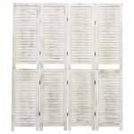 Vidaxl cloison de sparation 4 panneaux blanc antique 140x165 cm bois