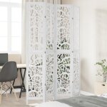 Vidaxl cloison de s�paration 4 panneaux blanc bois de paulownia massif