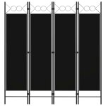 Vidaxl cloison de sparation 4 panneaux noir 160 x 180 cm