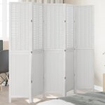 Vidaxl cloison de sparation 5 panneaux blanc bois de paulownia massif
