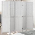 Vidaxl cloison de sparation 5 panneaux blanc bois de paulownia massif