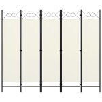 Vidaxl cloison de sparation 5 panneaux blanc crme 200x180 cm