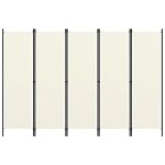 Vidaxl cloison de sparation 5 panneaux blanc crme 250x180 cm