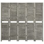 Vidaxl cloison de sparation 5 panneaux gris 179x166 cm bois solide