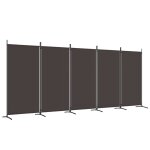 Vidaxl cloison de sparation 5 panneaux marron 433x180 cm tissu