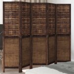 Vidaxl cloison de sparation 5 panneaux marron fonc paulownia massif