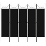 Vidaxl cloison de sparation 5 panneaux noir 200x180 cm