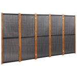 Vidaxl cloison de séparation 5 panneaux noir 350x180 cm Vidaxl cloison de séparation 5 panneaux noir 350x180 cm