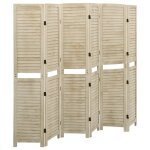 Vidaxl cloison de sparation 6 panneaux 210x165 cm bois de paulownia