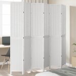 Vidaxl cloison de sparation 6 panneaux blanc bois de paulownia massif